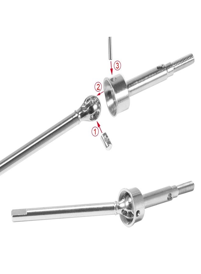 VNUHV Steel Front Rear Axle Shafts 5mm Extended +2mm Thread Longer Driveshaft for 1/18 RC Crawler Car TRX4M Upgrade Parts (Silver) - Image 4